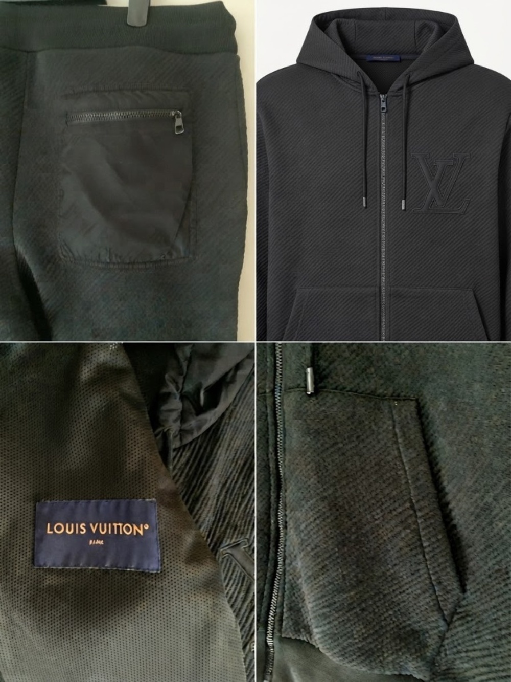 Louis Vuitton Monogram Zip-Through Hoodie & Jog Pants Set In Black Size 3L - Picture 2 of 5